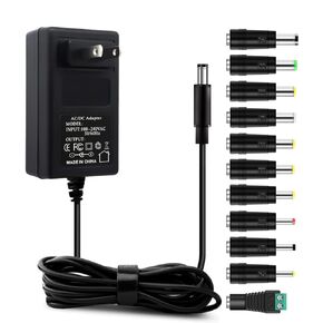 16V 2A AC Adapter Power Supply Charger [16 Volts 2 Amps Regulated Switching Power] with 11 Interchangeable DC Plug for 300mA 400mA 500mA 600mA 700mA 800mA 900mA 1000mA 1500mA 2000mA Equipment