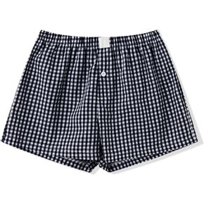 Women Plaid Lounge Boxer Shorts Cute Summer Y2K Pajama Bottoms Sleep Gingham Shorts