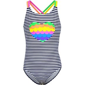 Girls Swimsuit Cute One Piece Beach Bathing Suits UPF 50+ Heart-Shaped Swimsuits for Girl