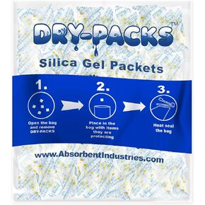 Dry-Packs Absorbent Industries Orange Visible Indicating Silica Gel Rechargeable Dehumidifier Absorbs Moisture 5 Gram 2500PK