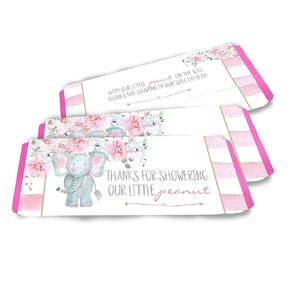 Elephant Baby Shower candy bar wrappers - Set of 20 - Pink foil included - Birthday favors - Baby Showers