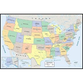 خريطة الولايات المتحدة الأمريكية الجافة القابلة للتقشير واللصق، خريطة حائط أمريكية، 30.48 سم × 45.72 سم، من The Peel People in Kuwait