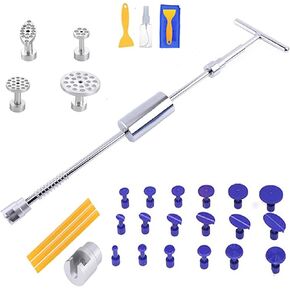 Dent Repair Hail Removal T Bar Slide Hammer Blue Glue Puller Tabs Hail Remover Auto Dings Repair Tools Set (31)