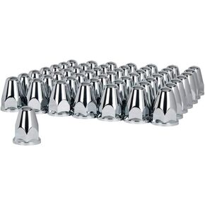 United Pacific 10060Cb - Wheel Lug Nut Cover Set - 33Mm X 2 5/8" Chrome Plastic Bullet Nut Cover With Flange - Push-On (