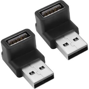 QIANRENON U-Shape Angle USB 3.1 Adapter Converter 10Gbps 180 Degree USB A Male to Female Coupler Connector, Support Data Transfer OTG 3A Charging, for PC Laptop Mobile Power, 2Pcs (Female Up)