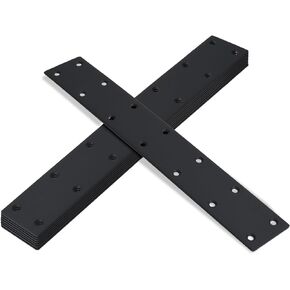 8 Pack 12-3/4"Long Flat Mending Plate Black Stainless Steel, 14 Counter Sunk Screw Holes, 1.97" Wide, Joint Straight Bracket Braces Straps Repairing Supporting Backing Connector