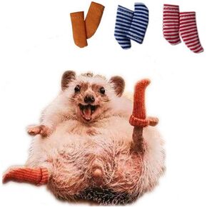 3 Pairs Handmade Tiny Socks for Hedgehog Hamster Small Animal Stretchy Socks Nail Care Hedgehog Clothes Apparel Accessories for Photo Prop Christmas Party Birthday Pet Shows Cosplay (3 Pairs)