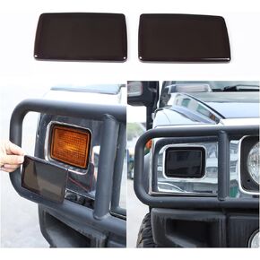 Front Turn Signal Light Cover Fit for 2003-2009 Hummer H2, Smoked Lens Turn Signal Lamp Decorative Protection Trim Cover, 2PCS, Transparent Gray (Turn Signal Light)