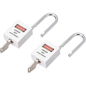2 Pack Tagout Lockout - Indoor Outdoor Safety Padlock, Keyed Alike & Steel Shackle, Apply to Electricity/Hydraulic/Pneumatic Locks (38mm, White) in Saudi Arabia