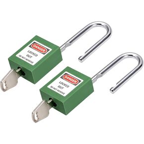 2 Pack Tagout Lockout - Indoor Outdoor Safety Padlock, Keyed Alike & Steel Shackle, Apply to Electricity/Hydraulic/Pneumatic Locks (38mm, White)