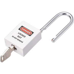 عبوتان من قفل Tagout - قفل أمان داخلي وخارجي، مفتاح على حد سواء وقيد فولاذي، يوضع على أقفال الكهرباء/الهيدروليكية/الهوائية (38 مم، أبيض)