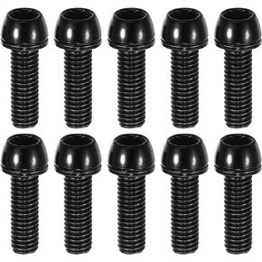 Tapered Bolts Screws for MTB Bike Bicycle Stem Durable M6x20mm Socket Head Cap Bolts Screws Nuts Steel Black (Set of 10)