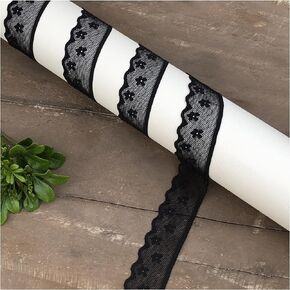1 Inch lace Trim, White Elastic lace Ribbon, 10 Yards Long lace Trimming for Wedding, Tea Party, hat Decor, Sleeve lengthening, DIY Lingerie Accessory, and Many Sewing Projects.