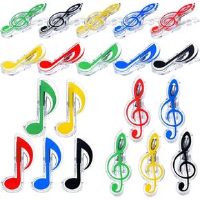 Music Paper Clip Holder Book Page Holder Music Notes Paper Clips Plastic Book Clip Sheet Clips Bookmark Stationery Accessories, Multicolor Transparent(20 Pack)