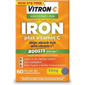 Vitron-C Iron Supplement Plus Vitamin C Coated Tablets 60 ct (4 Pack)