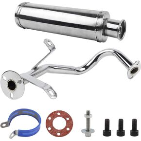 FLYPIG Exhaust Pipe 88x300mm Exhaust Muffler for GY6 50cc QMB139 GY6 50CC 80CC 100CC Scooters 139QMB 1P39QMB 4 Stroke 50cc Chinese Scooters Moped for Roketa Baja Sunl Jonway