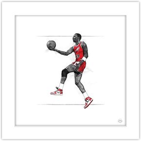 Trends International Gallery Pops Michael Jordan - Art Sketch Rookie Wall Art Wall Poster, 12" x 12", Black Frame Version