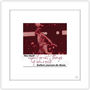 ملصق حائط فني من Trends International Gallery Pops Michael Jordan - اقتباس توقع أشياء عظيمة، مقاس 12.00 بوصة × 12.00 بوصة، إصدار إطار أسود
