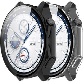 Case Intended for OnePlus Watch 2, Case with Screen Protector [Tempered Glass] Full Around Hard PC Protective Case for for OnePlus Watch 2 Smartwatch Accessories (6Colors)