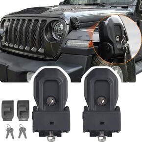 Car Anti-Theft Hood Latches Catch for 2018 2019 2020 2021 2022 2023 2024 Jeep Wrangler JL JLU 4XE Rubicon Sahara Sport Gladiator JT with Lock Keys