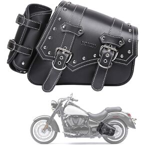 Motorcycle Saddle Bags Side Bags - Saddlebags Softail Pvc Leather for Harley Sportster Waterproof, Side Tool Bag, Universal Storage Tool Bag for Motorbike,with cup holder