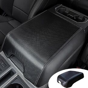 Pincuttee Center Console Cover for 15-22 Ford F150 F250 F350 F450,Pu Leather Armreat Cover,Durable Console Cover,Console Box Protector for Ford with 40/20/40 Jump Seat(Angel Pattern Black,1PC)