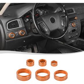 Voodonala for Chevy Silverado Tahoe Suburban 2007-2011 Center Console Control Switch Ring Cover Compatible with Chevrolet Silverado Tahoe Suburban Avalanche GMC-Yukon (Aluminum Alloy,6Pcs,Black)