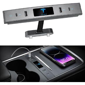 محطة إرساء متعددة المنافذ لطراز Tesla 3/Y، محول شحن سريع لملحقات Tesla Model 3 Model Y 2022 2021 USB C Hub لوحدة التحكم المركزية لداخلية Tesla in Kuwait