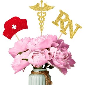 ALISSAR 15 Pcs Double Sided Glitter 2024 Nurse Graduation Party Centerpiece Sticks-Table Centerpiece for 2024 Nurse Graduation Party Decoration Party Supplies