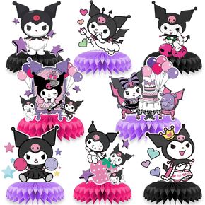 8 قطع مركزية على شكل قرص العسل من كيتي، زينة لحفلات عيد ميلاد كيتي، ديكورات الطاولة موضوع ثلاثي الأبعاد in Kuwait