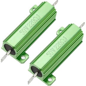uxcell 50W 220 Ohm 5% Aluminum Housing Resistor Screw Tap Chassis Mounted Aluminum Case Wirewound Resistor Load Resistors Green 2 pcs