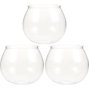 Alipis 3Pcs Plastic Fish Bowl, Clear Gold Fish Bowl Shatterproof Small Betta Fish Tank Desktop Round Aquarium Multi-Purpose Bowl for Fish Bowl, Drinking Fish Bowl, Candy Holder, Vase, M