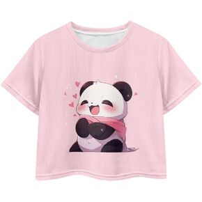 Tongluoye Crop Tops for Girls Summer Shirts for Teen Girls 2XS-L Short Sleeve Top