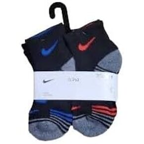 Nike Little Kids Cushioned Ankle Socks 6 Pack (US, Numeric, 5, 7, Regular, Black/Volt/Grey/Red/Blue/White)