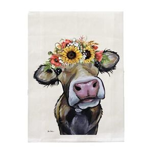 Cow Tea Towel - Sunflower Cow Flour Sack Towel - Cow Kitchen Towel - Cow Lover Gifts - Cow gifts for mom - Handmade - Farmhouse Kitchen Decor