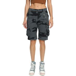 OCHENTA Women's Casual Cargo Camo Shorts Military Style 6 Pockets Work Outdoor Summer Shorts