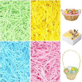 11.3 Oz (320g) Easter Grass Basket Filler Recyclable Shred Paper Tissue Raffia for Gift Wrapping, Basket Filling, Party Decoration, Basket Grass Stuffers