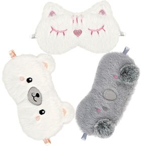 3 قطع قناع نوم للأطفال، مجموعة قناع عين قطيفة لطيف للفتيات، تصميم حيوان مضحك، غطاء عين للنوم، أقنعة نوم ناعمة قابلة للتعديل للنساء والأطفال والبالغين، لوازم حفلات السفر بيجامة in Kuwait