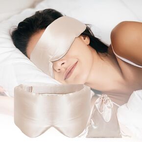 100% Silk Sleep Mask, Comfortable Pressureless Blackout Eye Mask for Women Men, Large Size Eye Masks for Side Sleeper with Adjustable Band