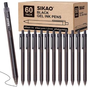 Pens Bulk, Black Pens, 60Pack Ballpoint Pens for Smooth Writing Pens No Smear, Black Ink Pens Medium Point 1.0mm, Retractable Pens, Click Pens, Ball Point Pens, Server Pens, School Office Supplies