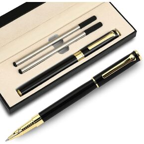 YIVONKA Luxury Ballpoint Pen Black Refill Line width 0.5mm,Best Office Pen Gift for Men & Women Professional Executive,Nice BallPens Classy Gift Box (Black)