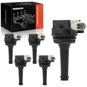 A-Premium Ignition Coil Pack Compatible with Volvo C30 2007-2013 C70 2006-2013 S40 2004-2012 S60 2004-2016 V50 2005-2011 V60 2015-2016 V70 XC60 2.4L 2.5L 5-PC Set