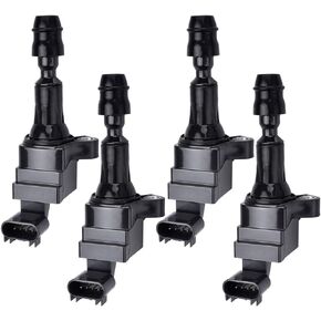 Ignition Coil Pack of 4 Replacement for Chevrolet 2.4L, 2.2L, 2.0L Turbo - Chevy Malibu, HHR, Cobalt, Equinox, GMC Terrain, Pontiac G6 & More, 2006-2017, OE# D522C, 12638824, 12578224, UF491