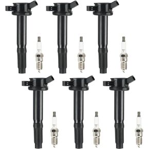 Ignition Coil Pack + Iridium Spark Plugs for 2006-2009 Ford Fusion, Mercury Milan,2006 Lincoln Zephyr, 2009 Mazda Tribute, 3.0L V6, UF486 IGN375, 6 Sets
