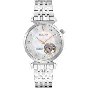 Bulova Women's Regatta Diamond Automatic Stainless Steel Open Aperture Watch, Mother of Pearl Dial Style: 96P222