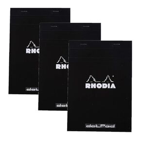 Rhodia No.16 A5 6 x 8 1/4 80 Sheet, Dot Pad, Black (16559), Pack of 3