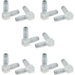 10PCS 1/4" White L Type Elbow Plastic Water Pipe Fitting Hose ID 90 Degree Barb Fitting 2 Way Equal Barbed Joint Splicer Mender Union Adapter
