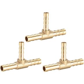 uxcell Tee Brass Barb Fitting Reducer 3 Way, Fit Hose ID 8mm x 4mm x 8mm 3pcs