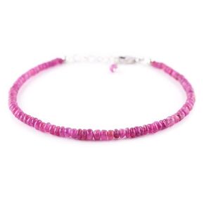 InfinityGemsArt Burmese Ruby Bracelet for Women, July Birthstone, Natural Gemstone Beads, Dainty Handmade Jewelry, Chakra Energy Healing Crystals, 925 Sterling Silver Chain 8 inch