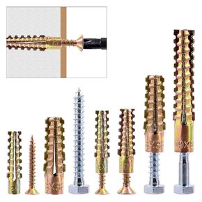 100Pcs Heavy Duty Steel Wall Anchor with Screws Kit, Including M6x32mm Tree Shaped Steel Wall Anchor with Colored Zinc Phillips Screws for Concrete Wall Plaster and Drywall